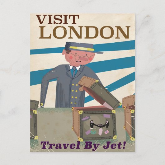 ロンドン旅行のビンテージポスターデザイン ポストカード (正面)