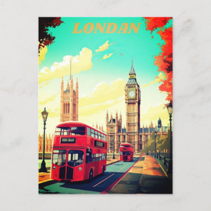 ロンドン旅行はがきアート、ロンドン旅行アート、エン シーズンポストカード