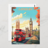 ロンドン旅行はがきアート、ロンドン旅行アート、エン ポストカード (正面/裏面)