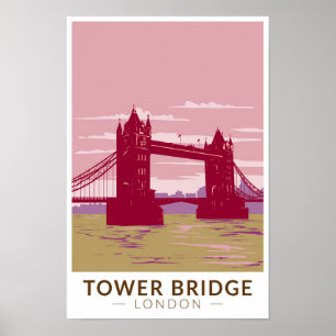 ロンドン旅行アートヴィンテージ タワーブリッジ ポスター