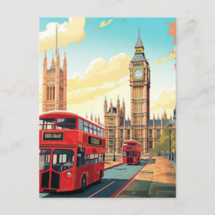 ロンドン旅行絵葉書アート, ロンドン旅行アート, イングランド シーズンポストカード