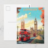 ロンドン旅行絵葉書アート, ロンドン旅行アート, イングランド ポストカード (正面/裏面)