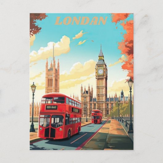 ロンドン旅行絵葉書アート, ロンドン旅行アート, イングランド ポストカード (正面)