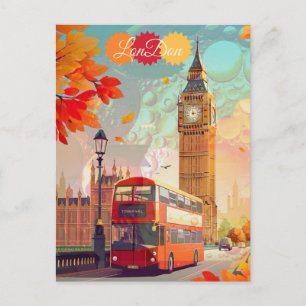 ロンドン旅行絵葉書アート, ロンドン旅行アート, イングランド ポストカード