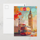 ロンドン旅行絵葉書アート, ロンドン旅行アート, イングランド ポストカード (正面/裏面)