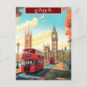 ロンドン旅行絵葉書アート, ロンドン旅行アート, イングランド ポストカード