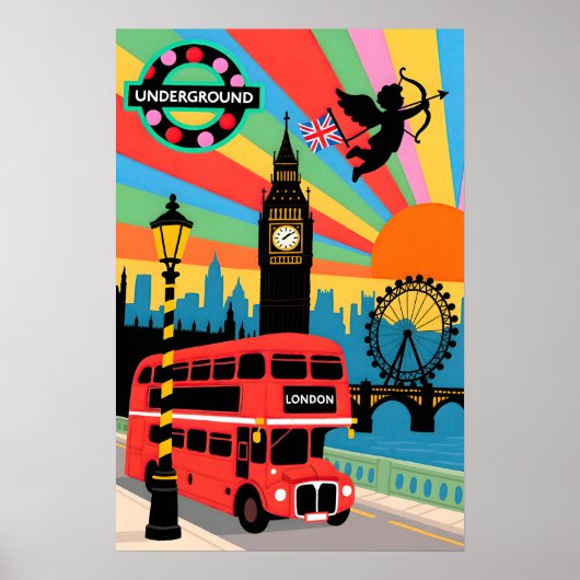 ロンドン旅行 ポップアート ポスター (正面)