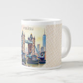ロンドン橋、タワーブリッジ、芸術作品 ジャンボコーヒーマグカップ (正面右)