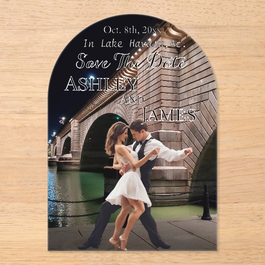 ロンドン橋 SAVE THE DATE ご案内 アクリル招待状 (正面)