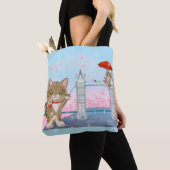 ロンドン猫 トートバッグ (クローズアップ)