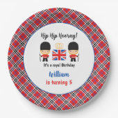 ロンドン王室のガードブリティッシュタータンチェックボーイ誕生日 ペーパープレート (正面)