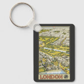 ロンドン空中写真 ビンテージ旅行ポスター キーホルダー (正面)