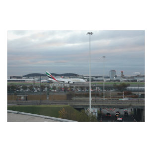 ロンドン空港の夜の着陸 フォトプリント