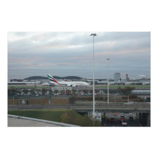 ロンドン空港の夜の着陸 フォトプリント           