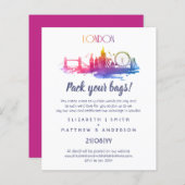 ロンドン結婚スカイラインの手描き予算招待状 (正面/裏面)