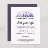 ロンドン結婚スカイラインの手描き予算招待状 (正面/裏面)