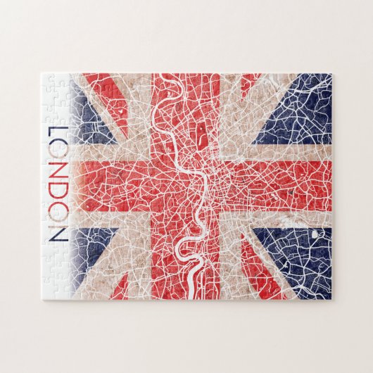 ロンドン統一されたイギリス国旗の市地図 ジグソーパズル (横)