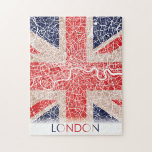 ロンドン統一されたイギリス国旗の市地図 ジグソーパズル
