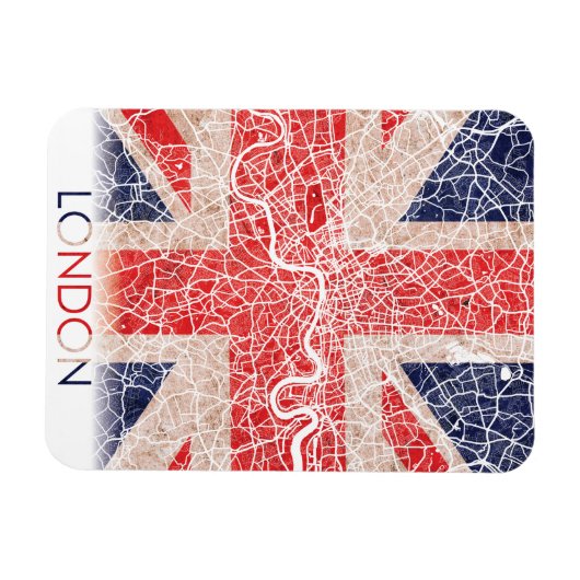 ロンドン統一されたイギリス国旗の市地図 マグネット (横)
