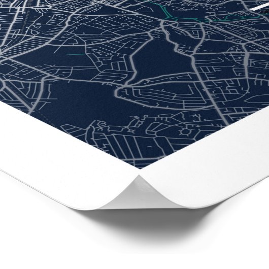 ロンドン統一された – キングダムブルーダークシティの地図 ポスター (角)