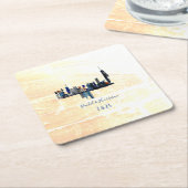 ロンドン絵を描の都市結婚風景 スクエアペーパーコースター (アングル)