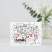 ロンドン英国図解入りの、写真付きの旅行 ポストカード (スタンド正面)