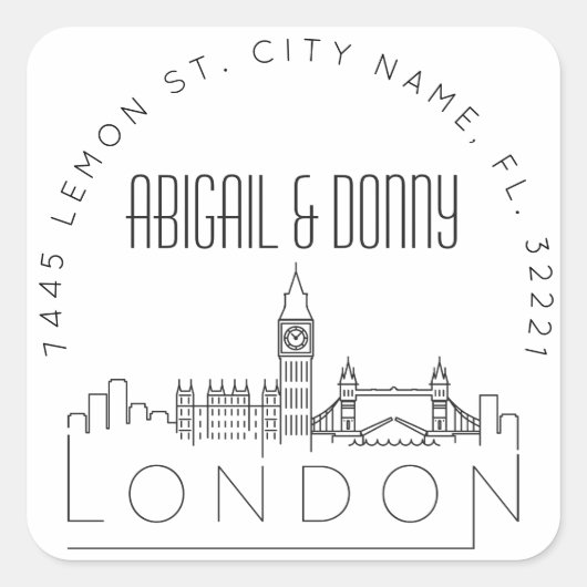 ロンドン行き先結婚式 スクエアシール (正面)