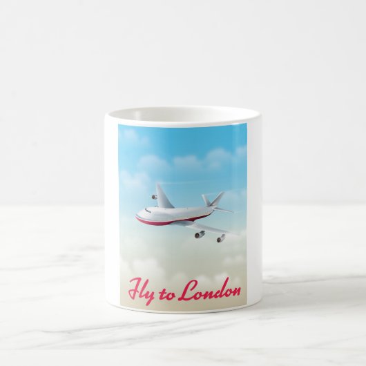 ロンドン行き飛行機ポスター コーヒーマグカップ (中央)