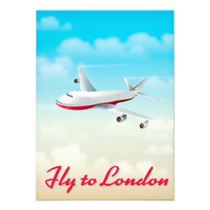 ロンドン行き飛行機ポスター フォトプリント           
