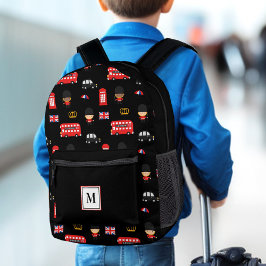 ロンドン警備隊バス名モノグラム英国イギリス プリントバックパック