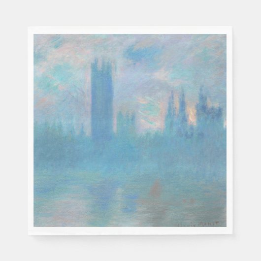 ロンドン議会のクロード・モネ・ハウス。ブルー スタンダードランチョンナプキン (正面)