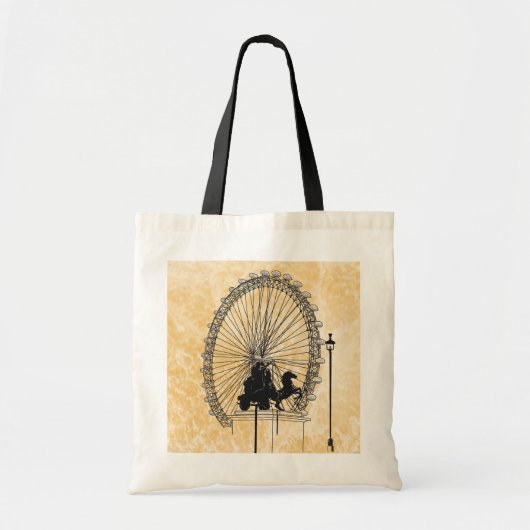 ロンドン象徴的なアトラクションスケッチニュートラルバジェット トートバッグ (正面)