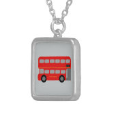 ロンドン赤いバス シルバープレートネックレス (正面右)