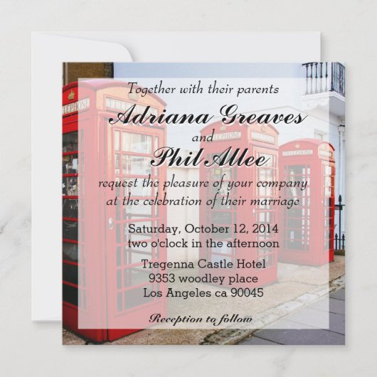 ロンドン赤電話箱、写真 招待状 (正面)