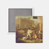 ロンドン通り1770年のシーン(キャンバス上の油) マグネット (正面/裏面)