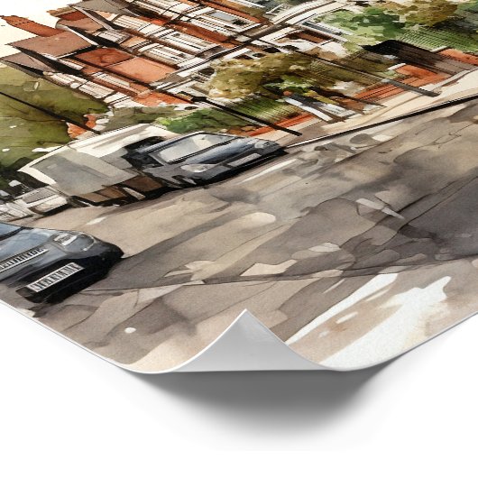 ロンドン郊外の水絵を描色の広場 ポスター (角)