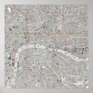 ロンドン都市のヴィンテージの地図 ポスター
