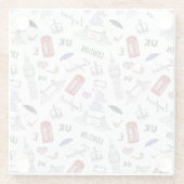 ロンドン都市はパターンを落書きします ガラスコースター (裏面)