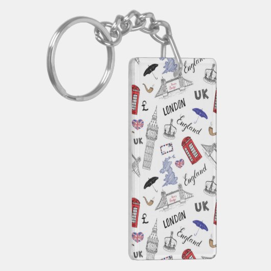 ロンドン都市はパターンを落書きします キーホルダー (正面左)