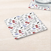 ロンドン都市はパターンを落書きします スクエアペーパーコースター (アングル)