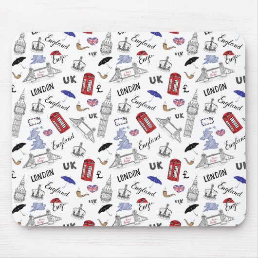 ロンドン都市はパターンを落書きします マウスパッド (正面)