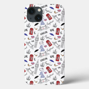 ロンドン都市はパターンを落書きします iPhone 13ケース