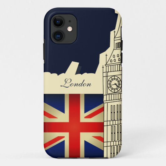 ロンドン都市ビッグベン英国国旗の旗 Case-Mate iPhoneケース (裏面)