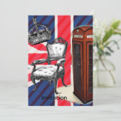 ロンドン電話ブースビクトリアンクラウンユニオンジャック 招待状 (スタンド正面)