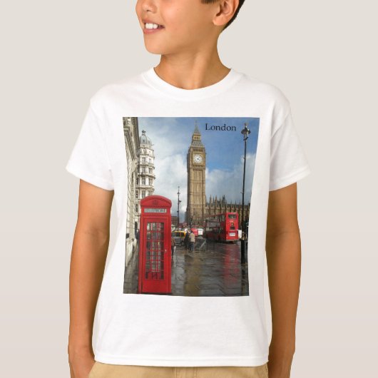 ロンドン電話ボックスとビッグベン(St.K) Tシャツ (正面)
