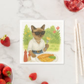 ロンドン食べイギリスのCatはFish and Chips スタンダードカクテルナプキン (インサイチュ)