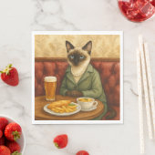 ロンドン食べイギリスのCatはFish and Chips スタンダードランチョンナプキン (インサイチュ)