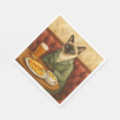 ロンドン食べイギリスのCatはFish and Chips スタンダードランチョンナプキン (角)