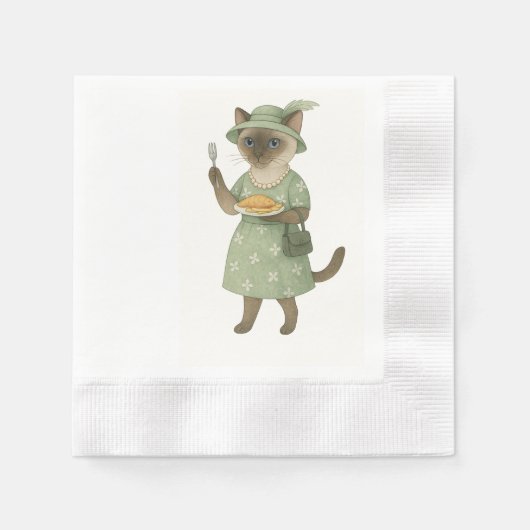 ロンドン食べイギリスのCatはFish and Chips 縁ありカクテルナプキン (正面)