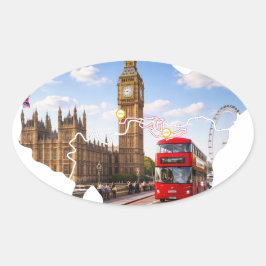 ロンドン26.2マラソンランナーコースマップステッカー 楕円形シール
